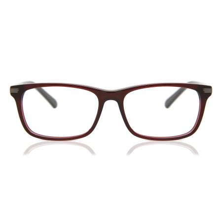 Heren Rechthoek Volledige rand Plastic Bordeaux Bril - Anti-Blauwlichtglazen - SmartBuy Collection