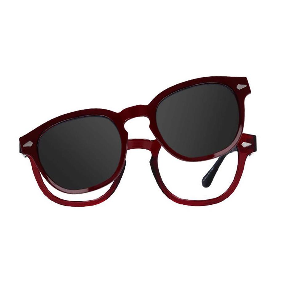 Heren Vierkant Clip-On Plastic Bordeaux Bril - Anti-Blauwlichtglazen - SmartBuy Collection