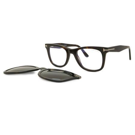 Tom Ford FT5970-B with Clip-On 052 Blauw-Light Block Tortoiseshell Heren Bril