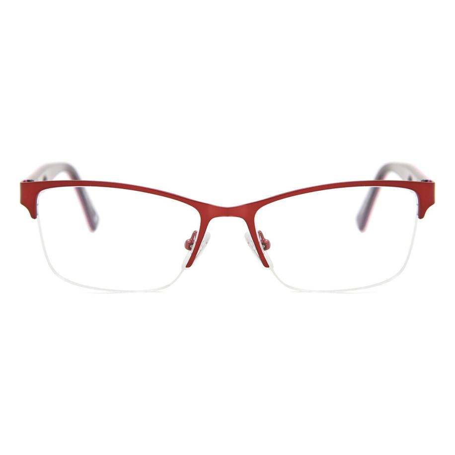 Heren Rechthoek Semi Randloos Metaal Bordeaux Bril - Anti-Blauwlichtglazen - SmartBuy Collection