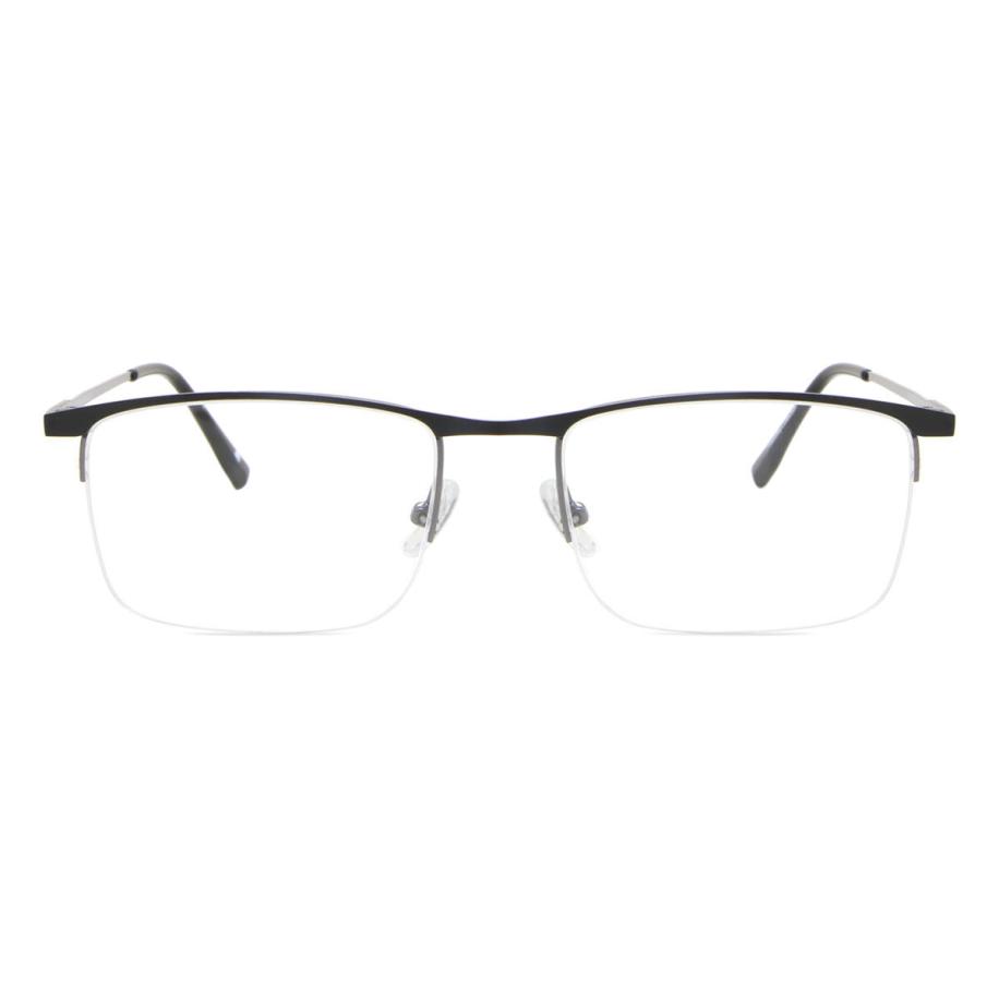 Heren Vierkant Semi Randloos Metaal Zwart Bril - Anti-Blauwlichtglazen - SmartBuy Collection
