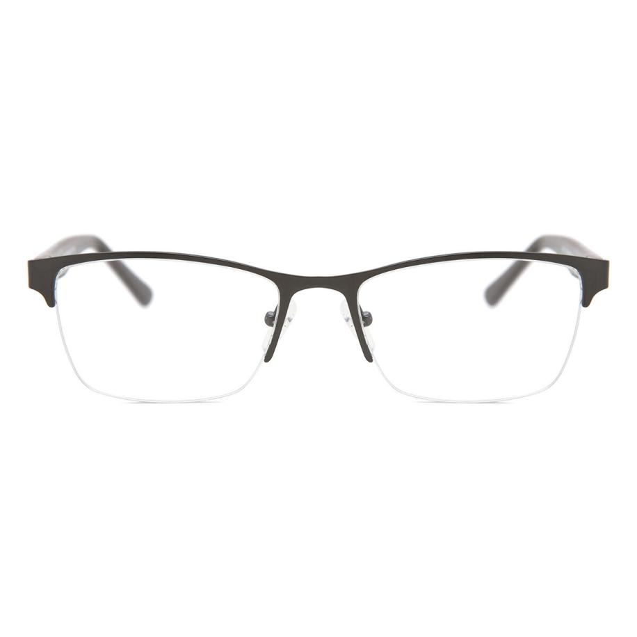 Heren Rechthoek Semi Randloos Metaal Grijs Bril - Anti-Blauwlichtglazen - SmartBuy Collection