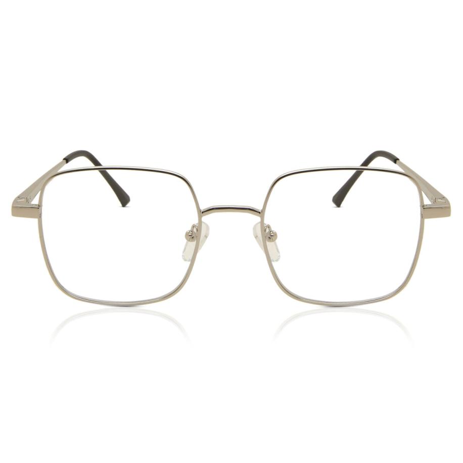 Dames Vierkant Volledige rand Metaal Zilver Bril - Anti-Blauwlichtglazen - SmartBuy Collection