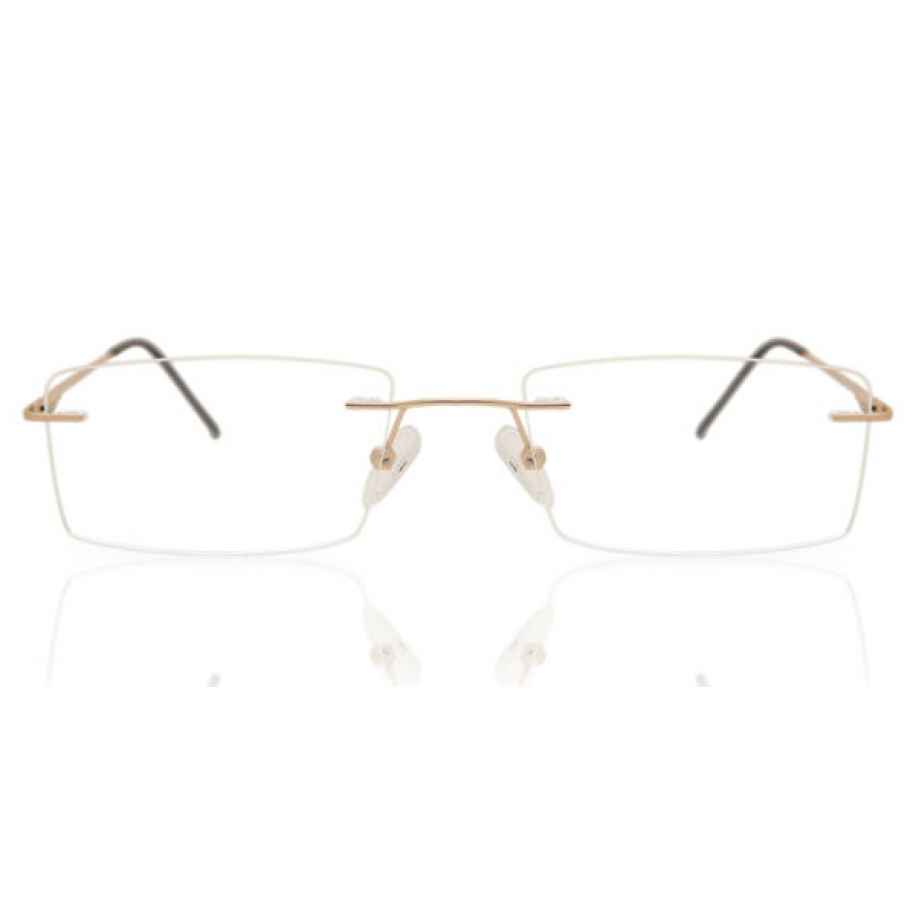 Heren Rechthoek Randloos Metaal Goud Bril - Anti-Blauwlichtglazen - SmartBuy Collection