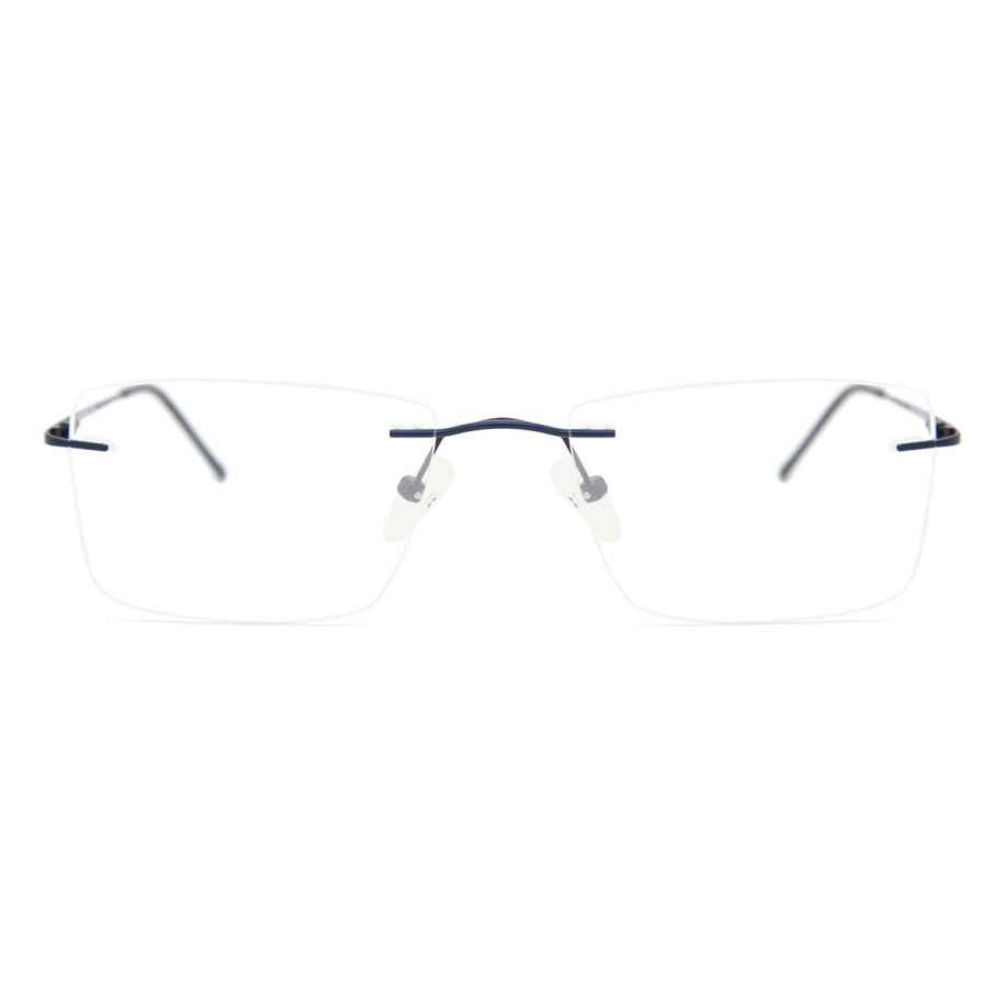 Heren Vierkant Randloos Metaal Blauw Bril - Anti-Blauwlichtglazen - SmartBuy Collection