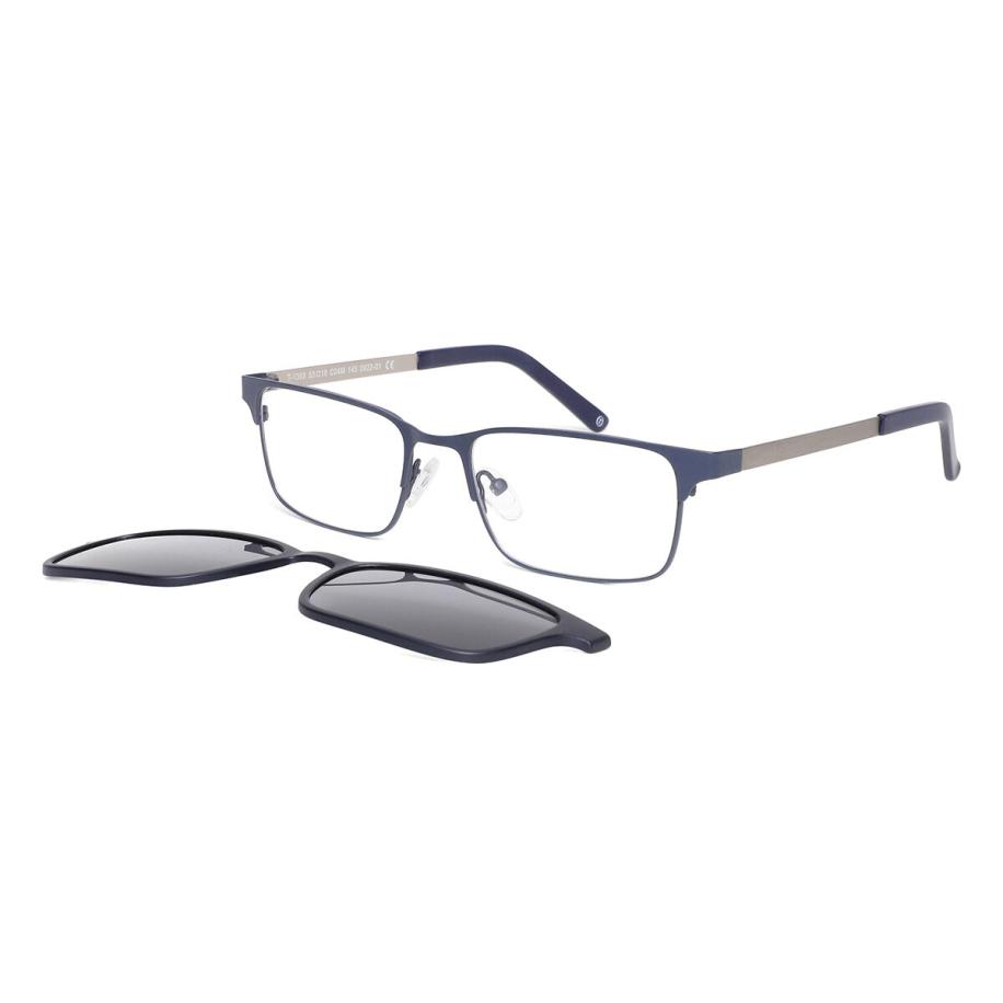 Heren Rechthoek Clip-On Metaal Blauw Bril - Anti-Blauwlichtglazen - SmartBuy Collection