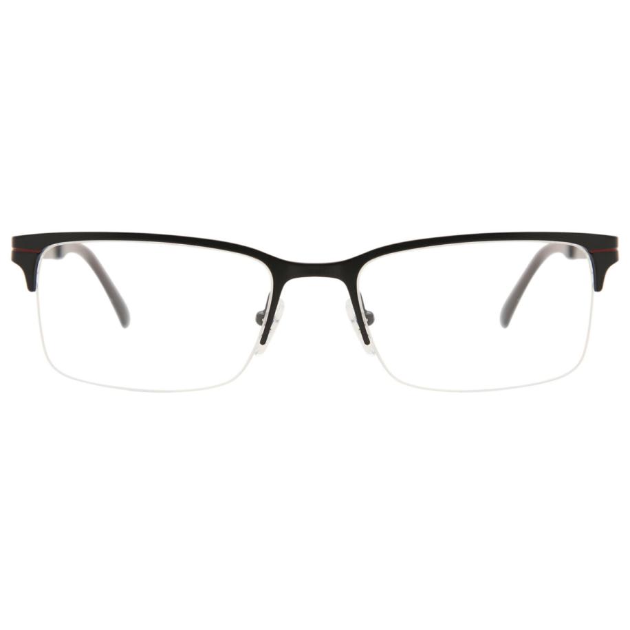 Heren Rechthoek Semi Randloos Metaal Zwart Bril - Anti-Blauwlichtglazen - SmartBuy Collection