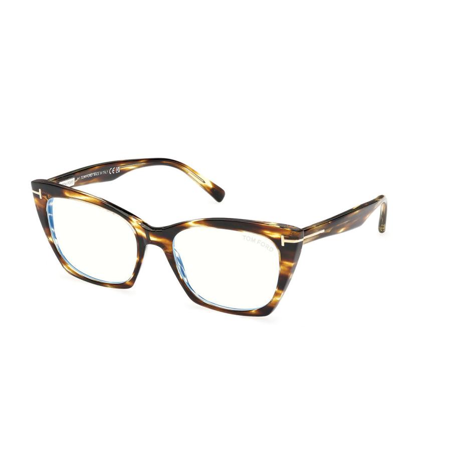 Tom Ford FT5709-B 55A Blauw-Light Block Tortoiseshell Dames Bril