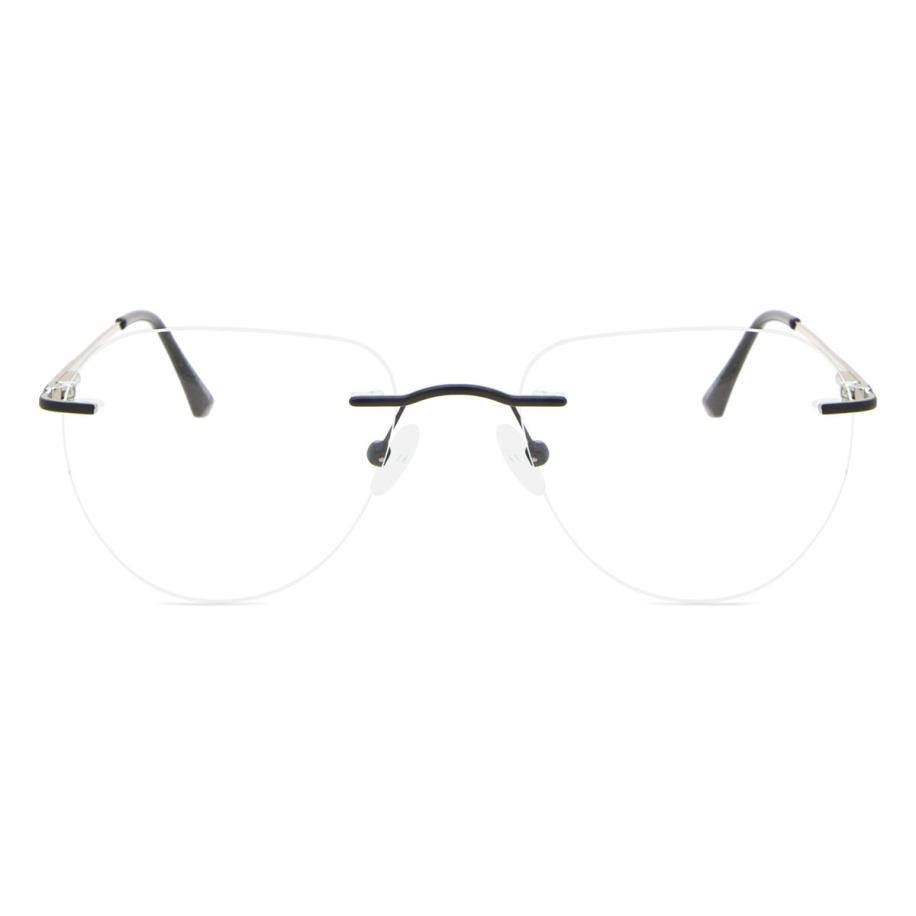 Heren Ovaal Randloos Metaal Zwart Bril - Anti-Blauwlichtglazen - SmartBuy Collection