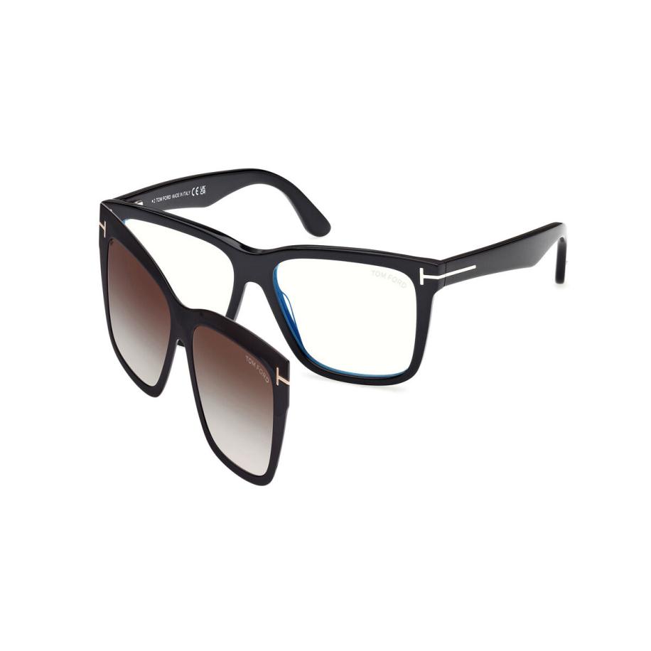 Tom Ford FT6069-B with Clip-On 1 Blauw-Light Block Zwart Dames Bril