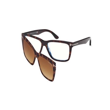 Tom Ford FT6069-B with Clip-On 052 Blauw-Light Block Tortoiseshell Dames Bril