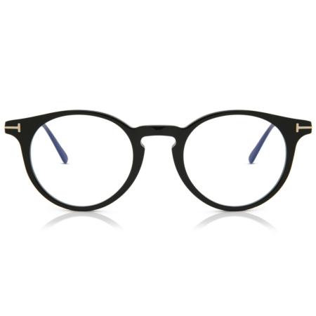 Tom Ford FT5557-B 001 Blauw-Light Block Zwart Heren Bril