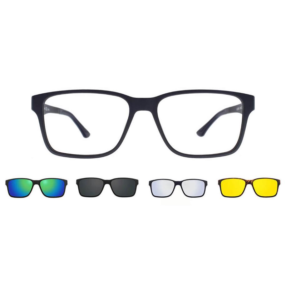 Heren Rechthoek Clip-On Plastic Zwart Bril - Anti-Blauwlichtglazen - SmartBuy Collection