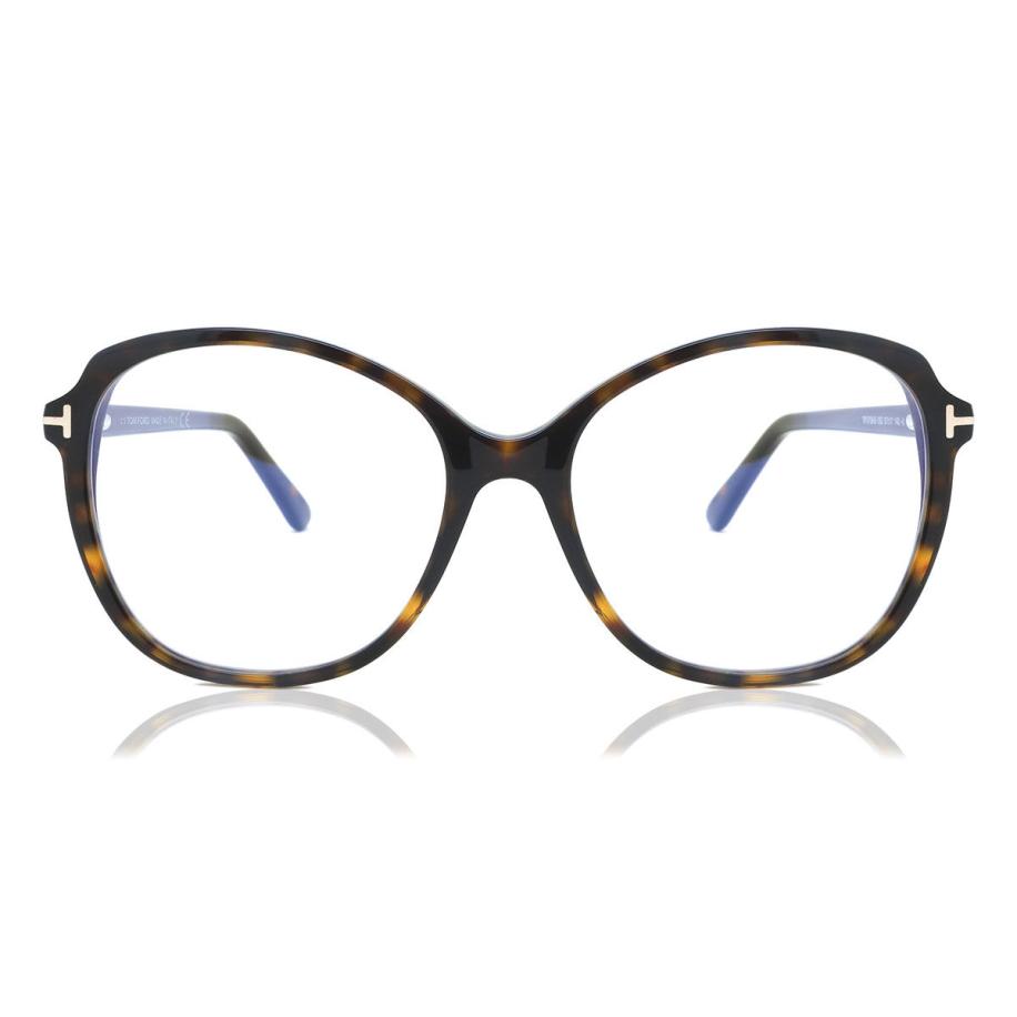 Tom Ford FT5708-B 52 Blauw-Light Block Tortoiseshell Dames Bril