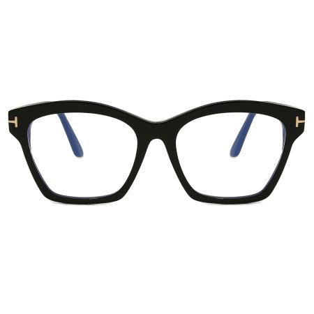 Tom Ford FT5965-B 001 Blauw-Light Block Zwart Dames Bril