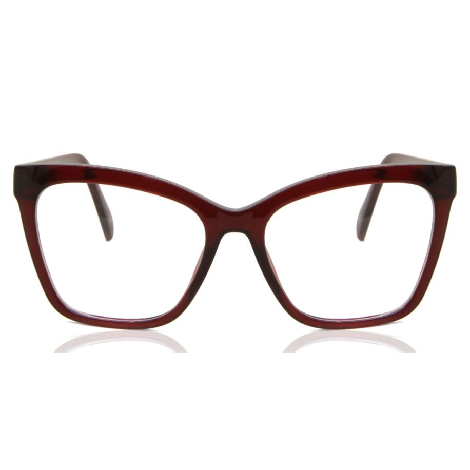 Dames Cat-eye Volledige rand Plastic Bordeaux Bril - Anti-Blauwlichtglazen - SmartBuy Collection
