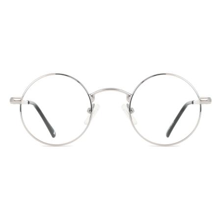 Heren Rond Volledige rand Metaal Zilver Bril - Anti-Blauwlichtglazen - SmartBuy Collection