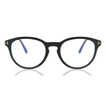 Tom Ford FT5556-B 001 Blauw-Light Block Zwart Heren Bril