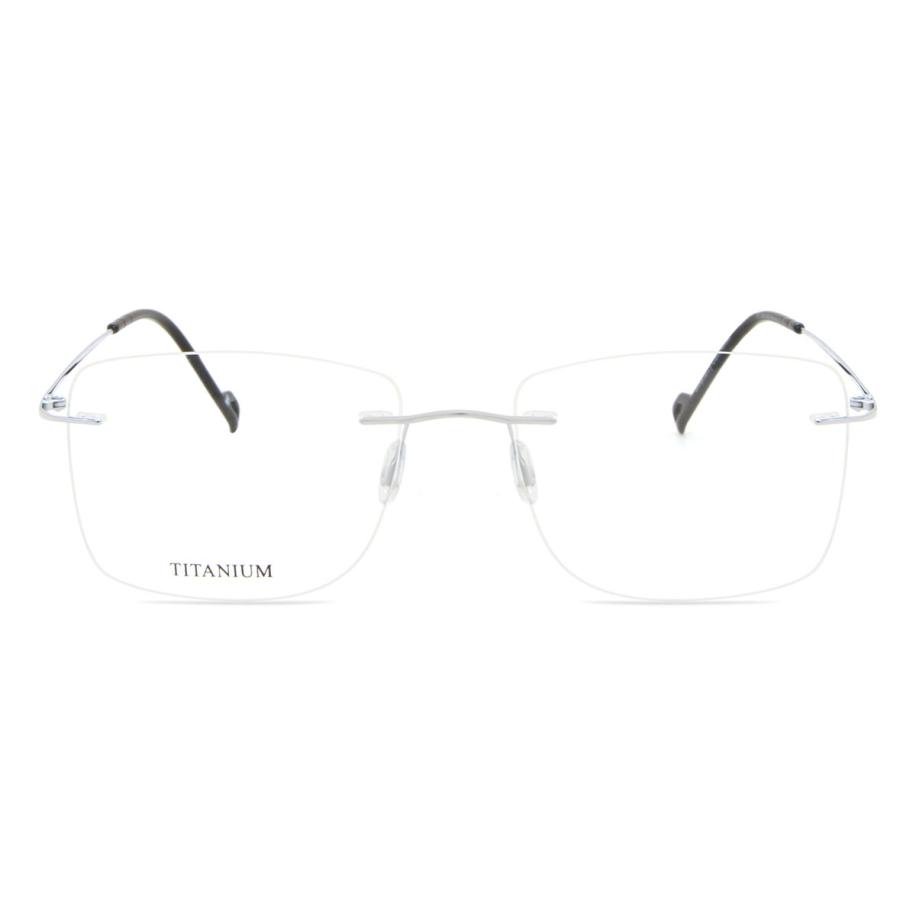 Heren Rechthoek Randloos Titanium Zilver Bril - Anti-Blauwlichtglazen - SmartBuy Collection