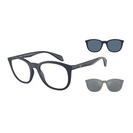 Emporio Armani EA4211F Aziatische pasvorm With Clip-On 50881W Blauw Heren Bril