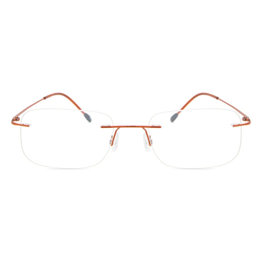 Heren Rechthoek Randloos Titanium Oranje Bril - Anti-Blauwlichtglazen - SmartBuy Collection