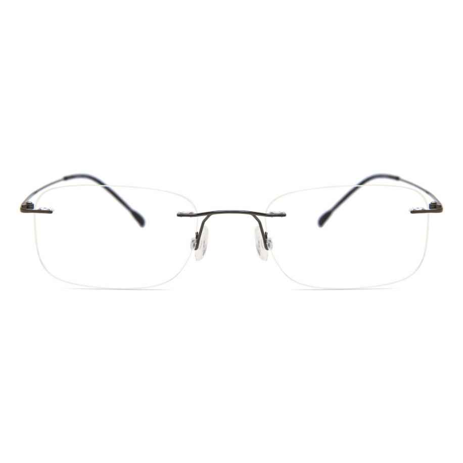Heren Vierkant Randloos Titanium Zwart Bril - Anti-Blauwlichtglazen - SmartBuy Collection