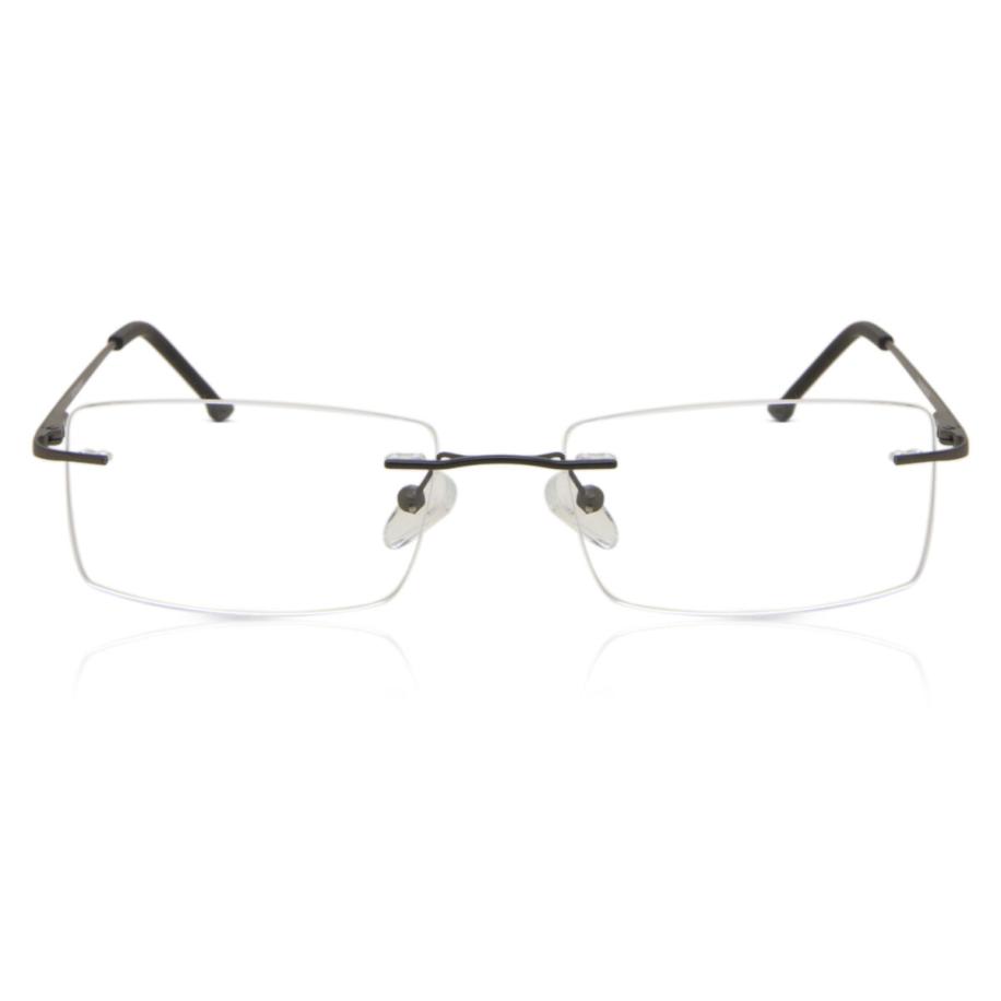 Heren Rechthoek Randloos Metaal Grijs Bril - Anti-Blauwlichtglazen - SmartBuy Collection
