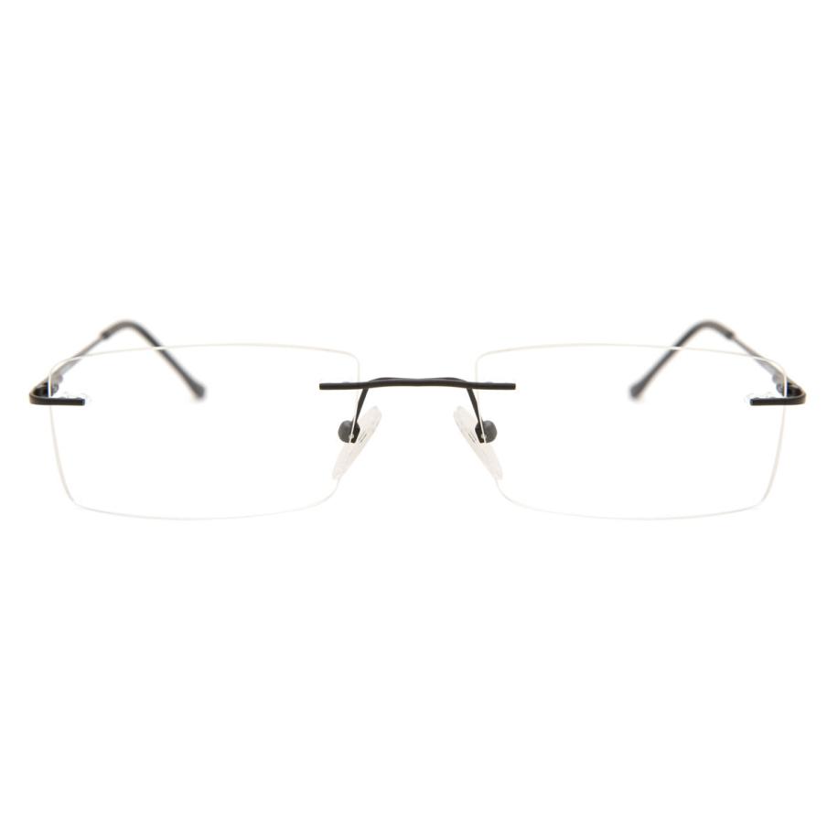 Heren Rechthoek Randloos Metaal Zwart Bril - Anti-Blauwlichtglazen - SmartBuy Collection