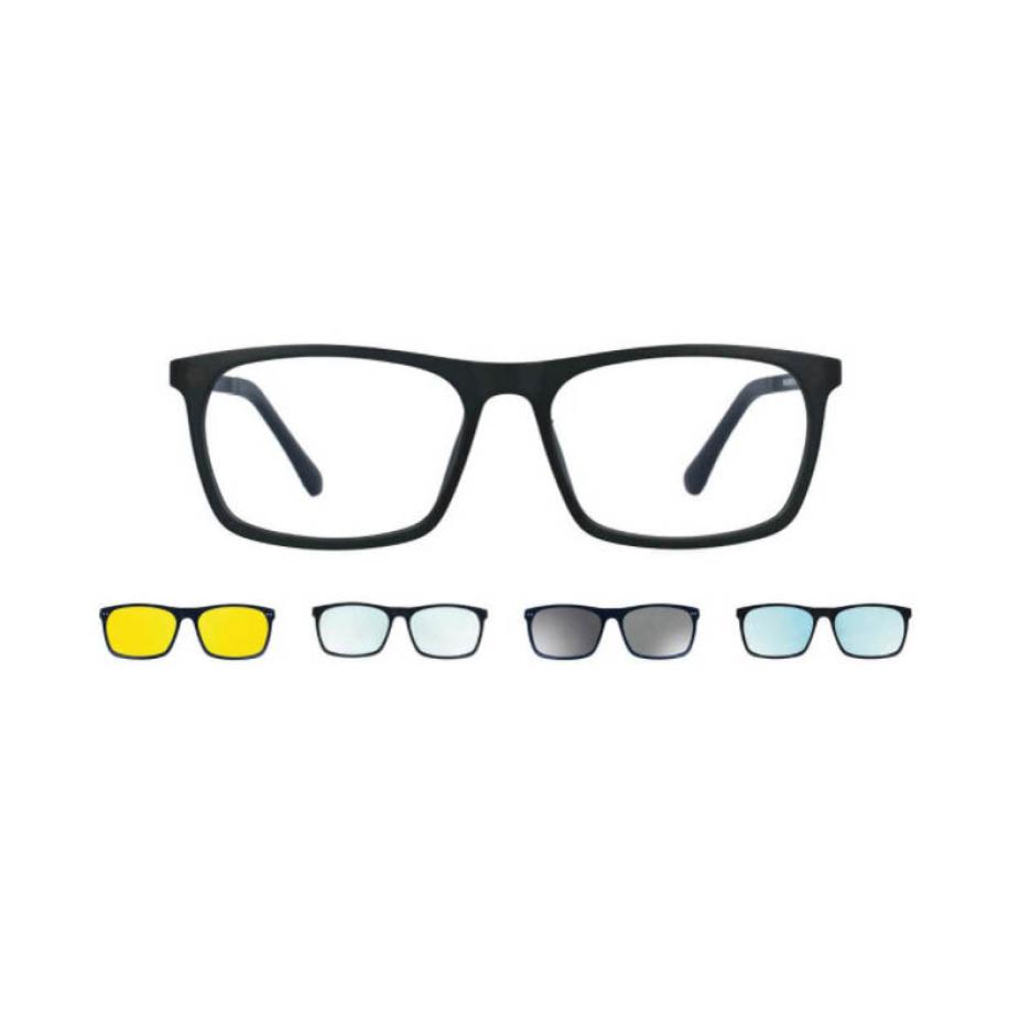 Heren Vierkant Clip-On Plastic Zwart Bril - Anti-Blauwlichtglazen - SmartBuy Collection