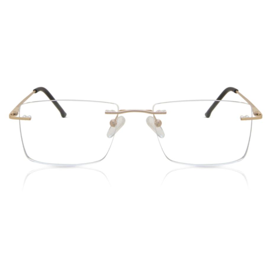 Heren Vierkant Randloos Metaal Goud Bril - Anti-Blauwlichtglazen - SmartBuy Collection
