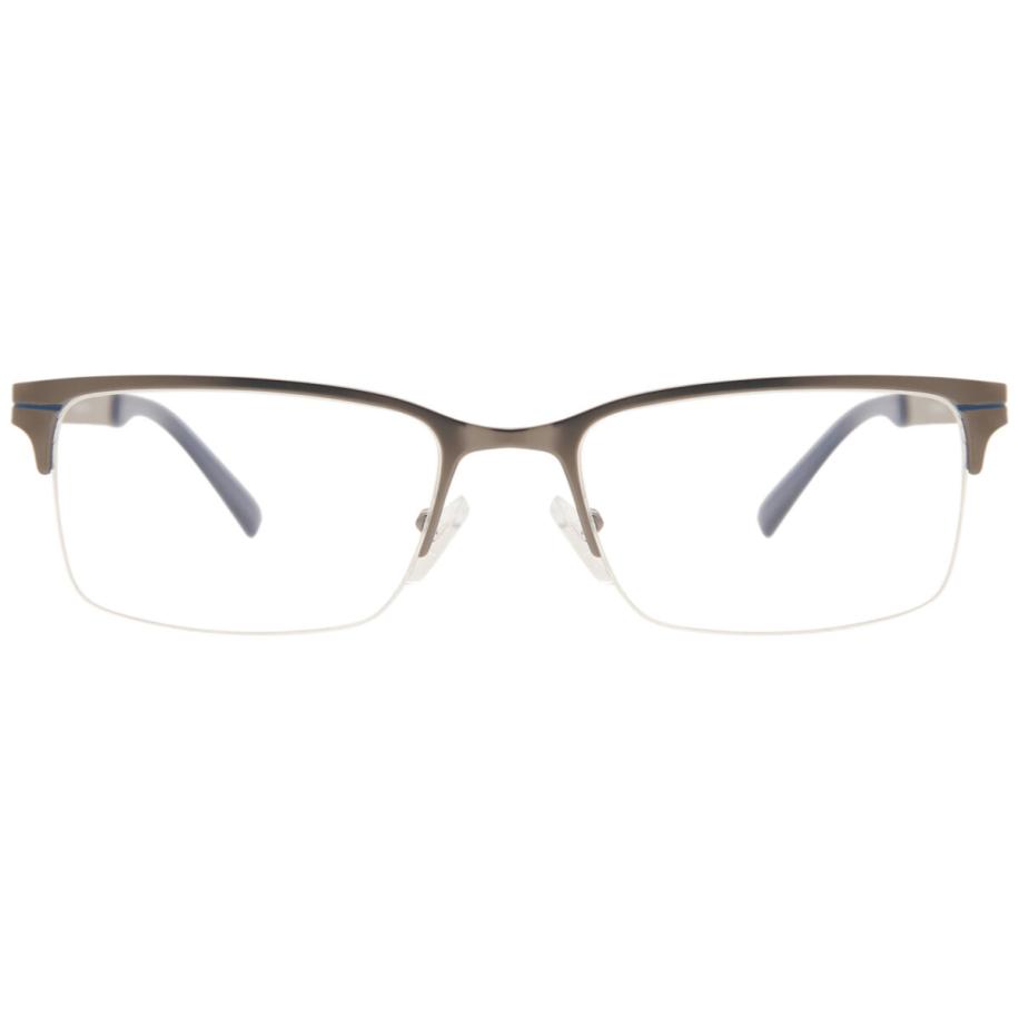 Heren Rechthoek Semi Randloos Metaal Gunmetal Bril - Anti-Blauwlichtglazen - SmartBuy Collection