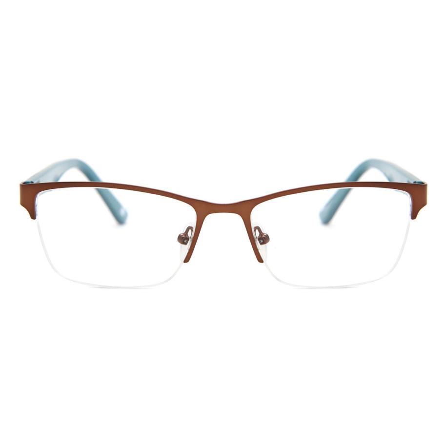 Heren Rechthoek Semi Randloos Metaal Bruin Bril - Anti-Blauwlichtglazen - SmartBuy Collection