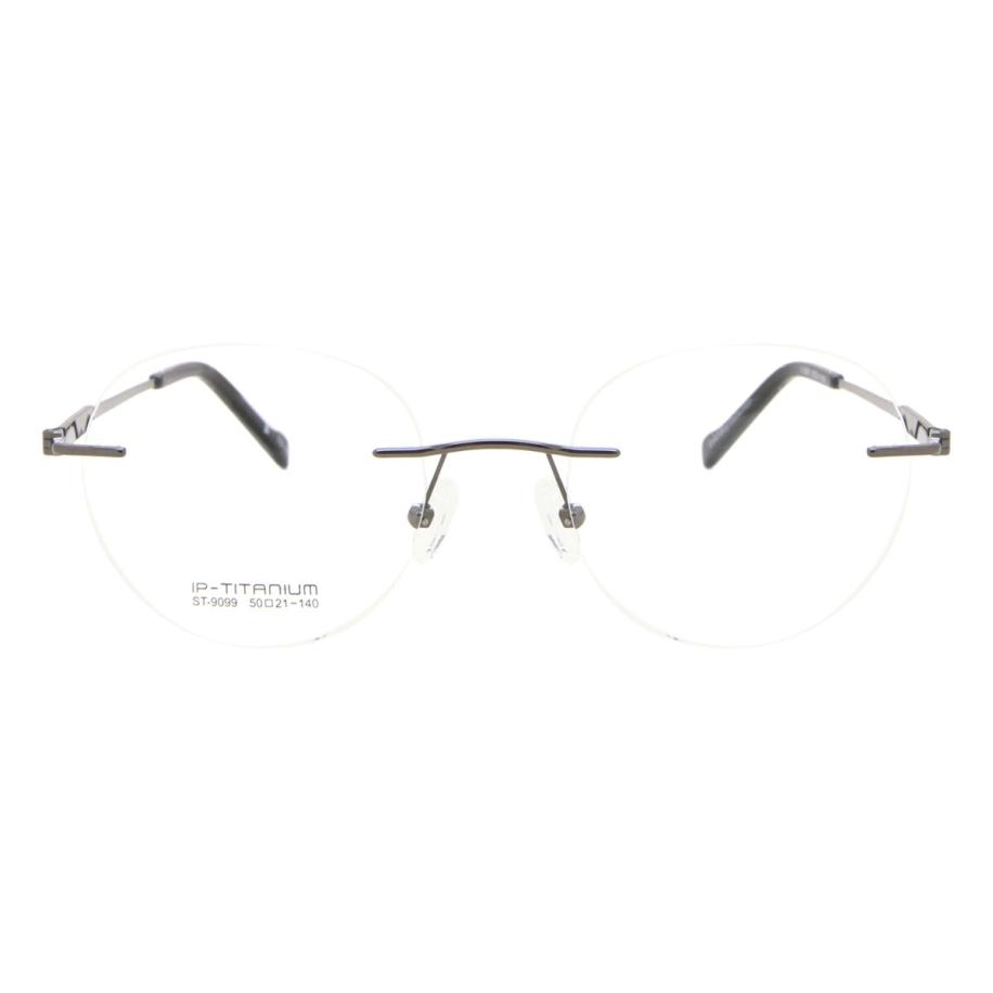 Heren Ovaal Randloos Titanium Gunmetal Bril - Anti-Blauwlichtglazen - SmartBuy Collection