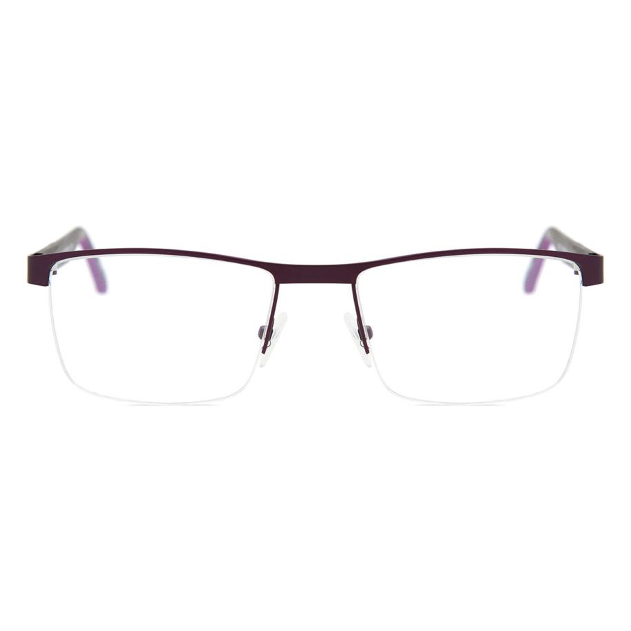 Heren Rechthoek Semi Randloos Metaal Purple Bril - Anti-Blauwlichtglazen - SmartBuy Collection