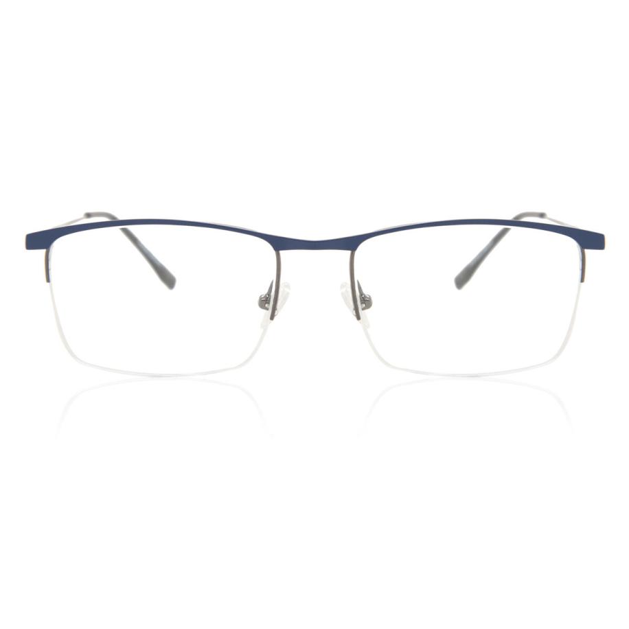 Heren Vierkant Semi Randloos Metaal Blauw Bril - Anti-Blauwlichtglazen - SmartBuy Collection