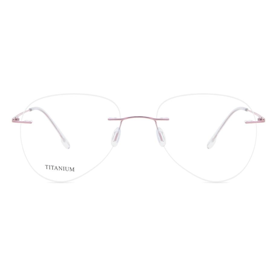 Heren Ovaal Randloos Titanium Roze Bril - Anti-Blauwlichtglazen - SmartBuy Collection