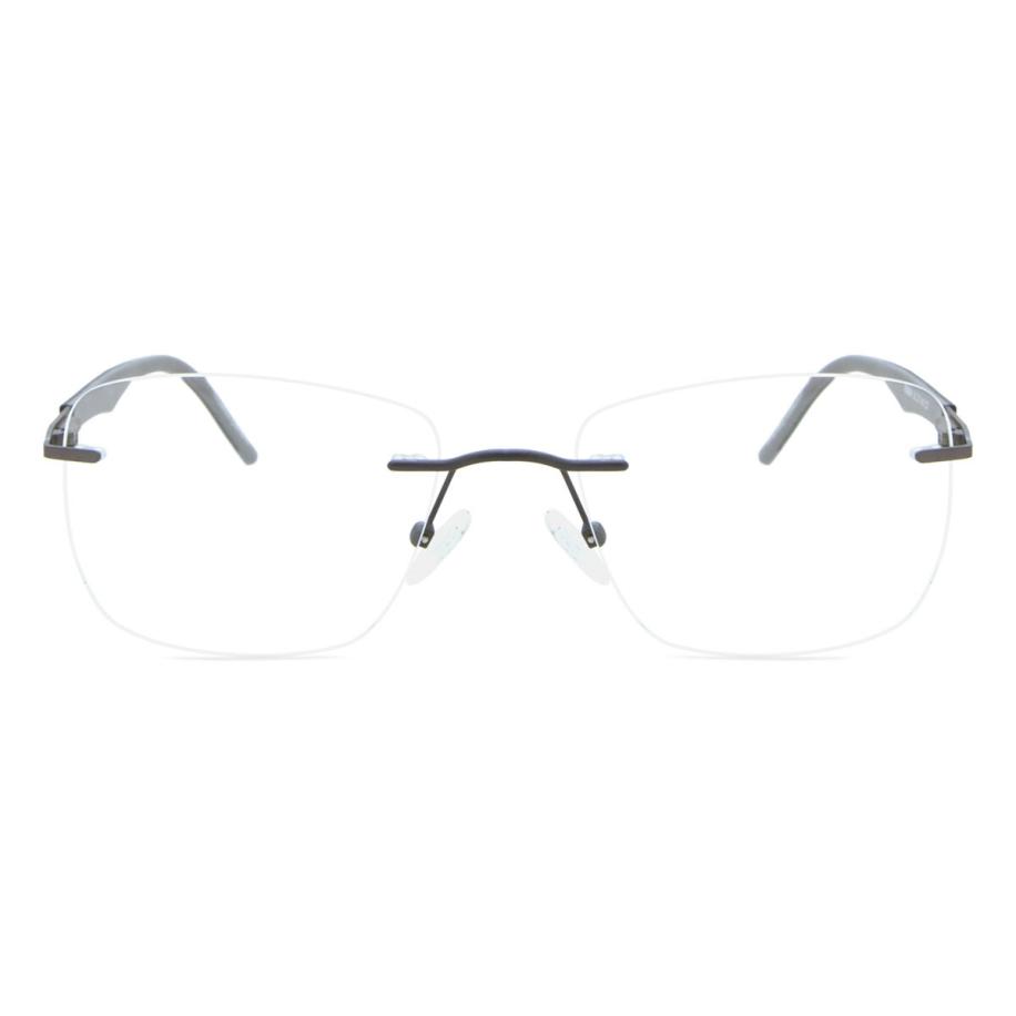 Heren Vierkant Randloos Metaal Grijs Bril - Anti-Blauwlichtglazen - SmartBuy Collection