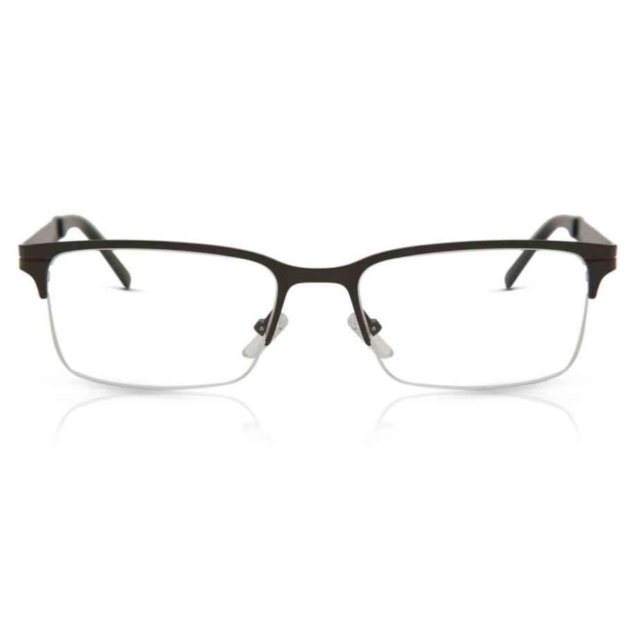 Heren Rechthoek Semi Randloos Metaal Grijs Bril - Anti-Blauwlichtglazen - SmartBuy Collection