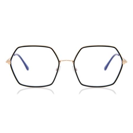 Tom Ford FT5615-B 001 Blauw-Light Block Zwart Dames Bril