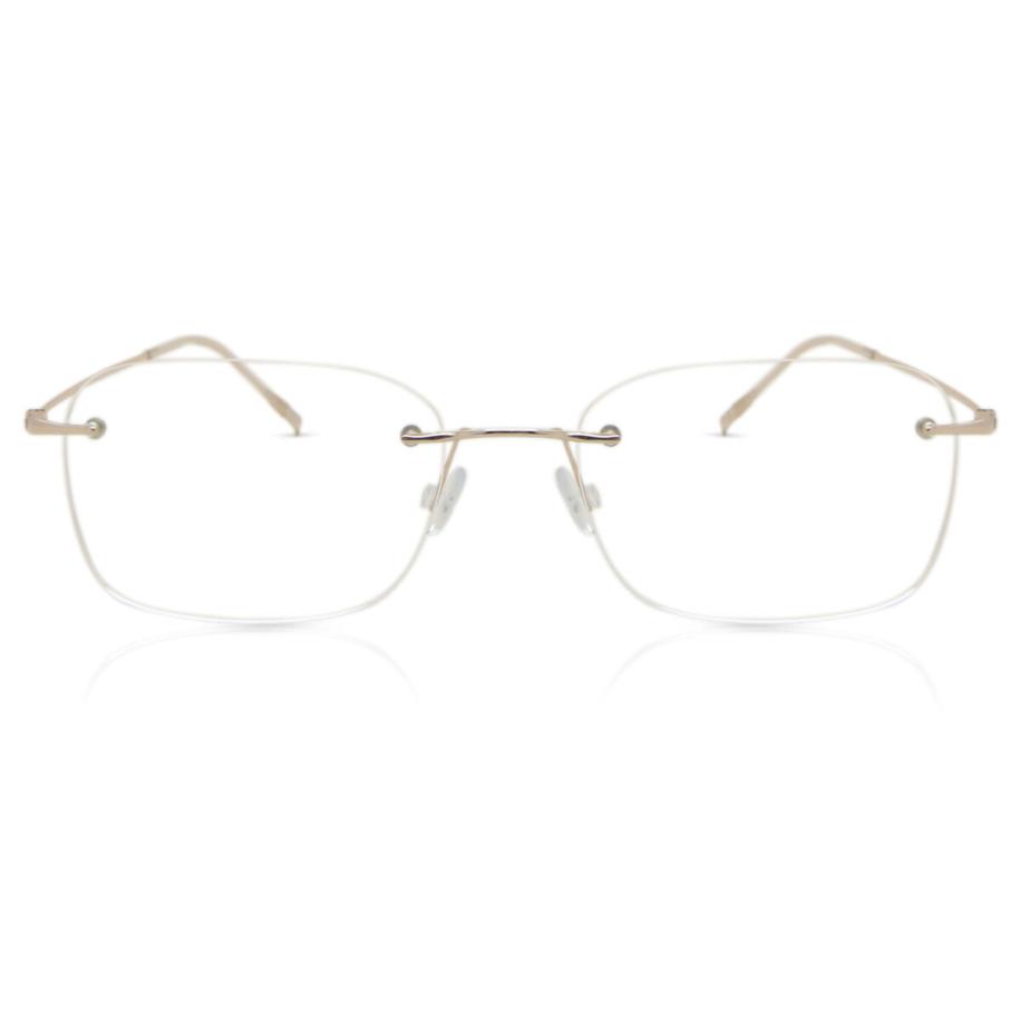Heren Rechthoek Randloos Titanium Goud Bril - Anti-Blauwlichtglazen - SmartBuy Collection