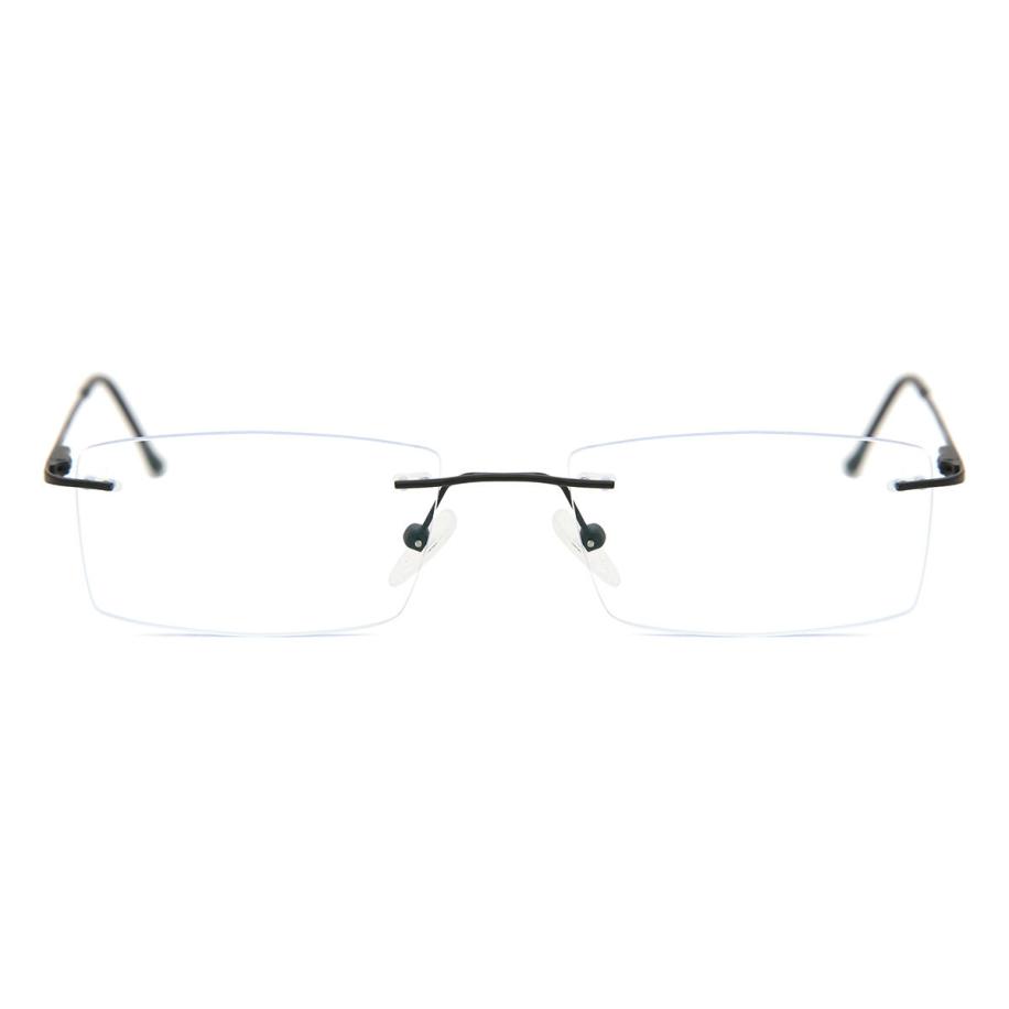 Heren Rechthoek Randloos Metaal Zwart Bril - Anti-Blauwlichtglazen - SmartBuy Collection