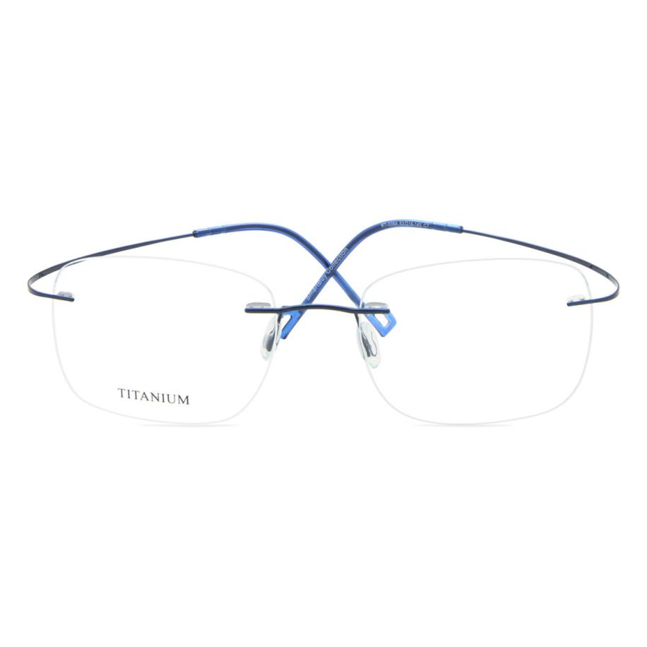 Heren Rechthoek Randloos Titanium Blauw Bril - Anti-Blauwlichtglazen - SmartBuy Collection