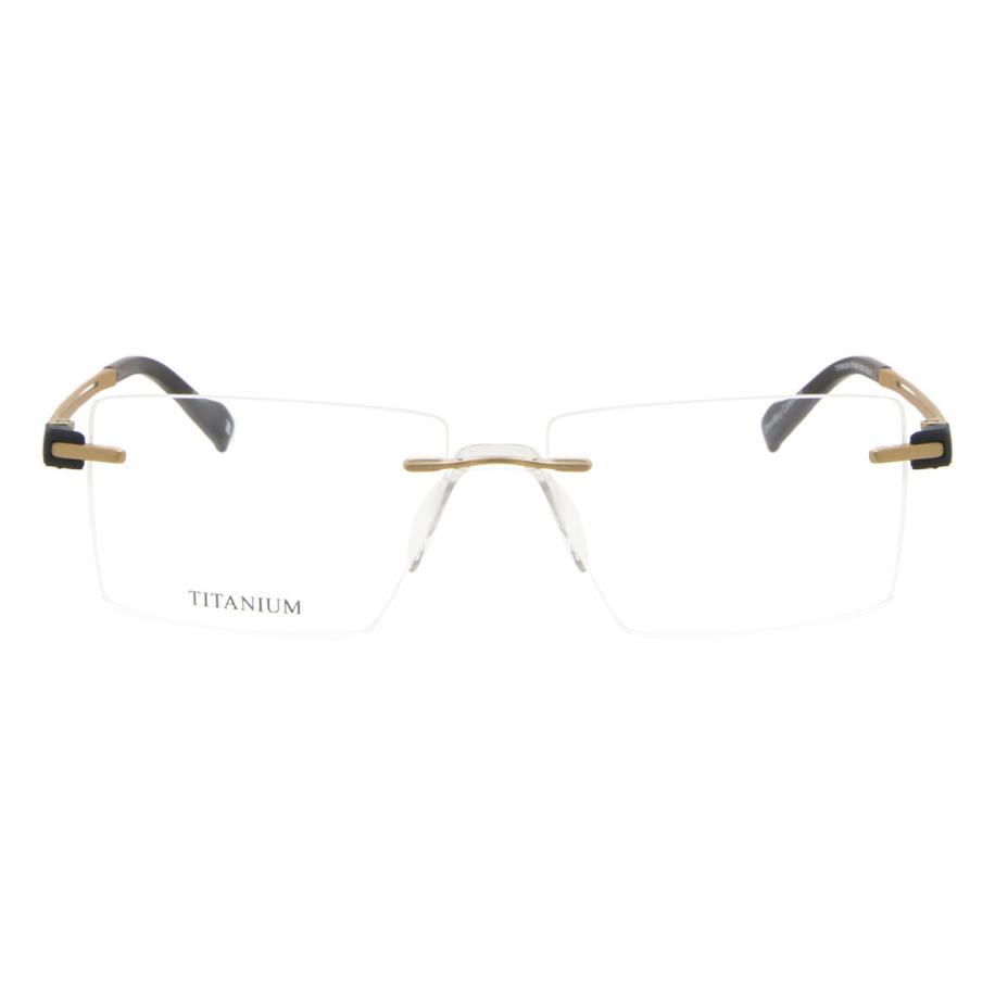Heren Rechthoek Randloos Titanium Goud Bril - Anti-Blauwlichtglazen - SmartBuy Collection