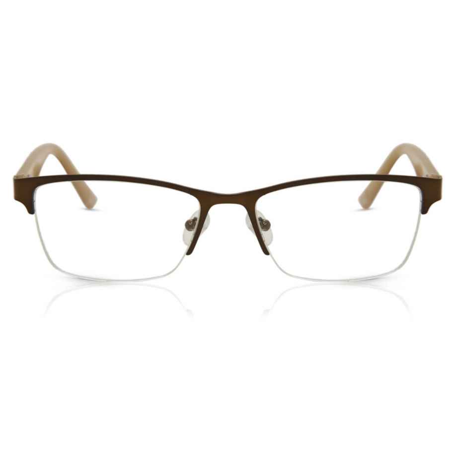 Heren Rechthoek Semi Randloos Metaal Bruin Bril - Anti-Blauwlichtglazen - SmartBuy Collection