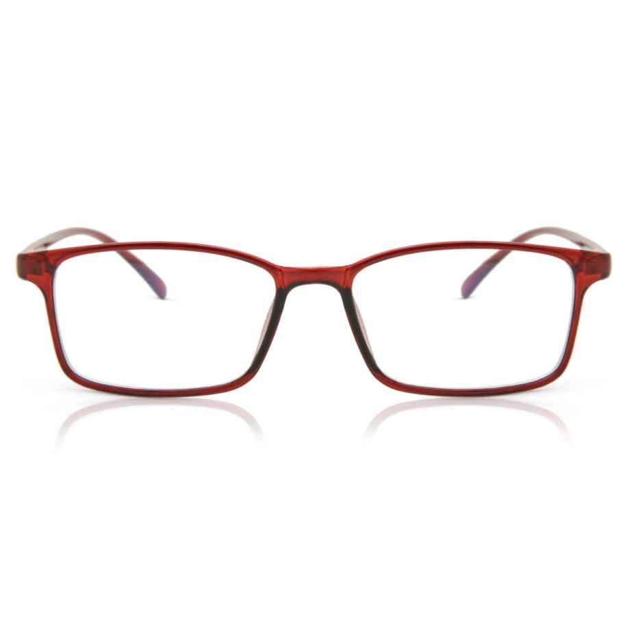 Heren Rechthoek Volledige rand Plastic Bordeaux Bril - Anti-Blauwlichtglazen - SmartBuy Collection