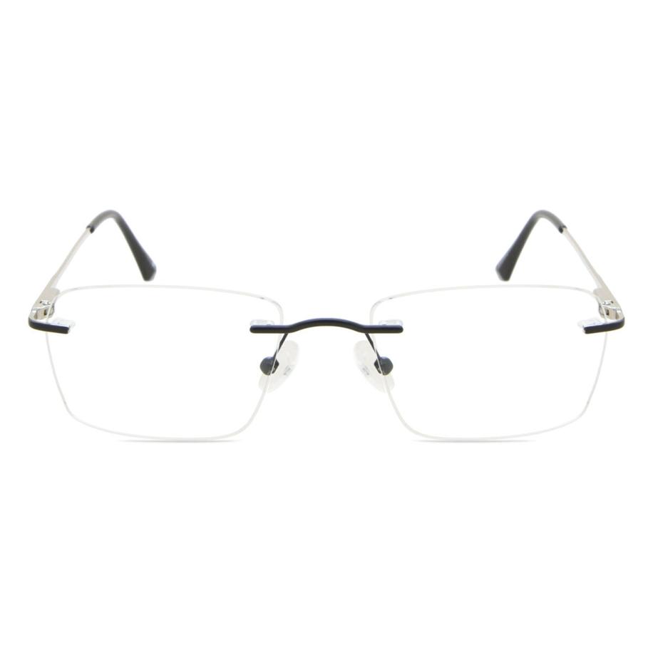 Heren Rechthoek Randloos Metaal Zwart Bril - Anti-Blauwlichtglazen - SmartBuy Collection