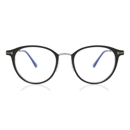 Tom Ford FT5528-B 001 Blauw-Light Block Zwart Heren Bril