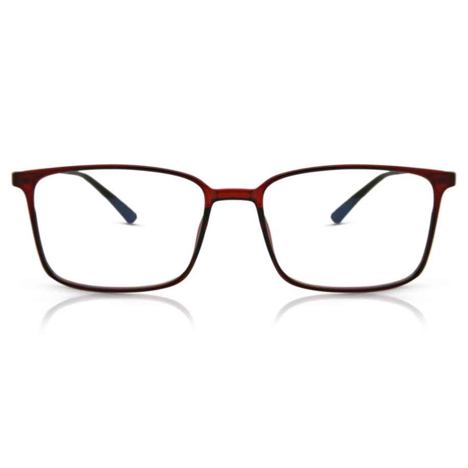 Heren Rechthoek Volledige rand Plastic Rood Bril - Anti-Blauwlichtglazen - SmartBuy Collection