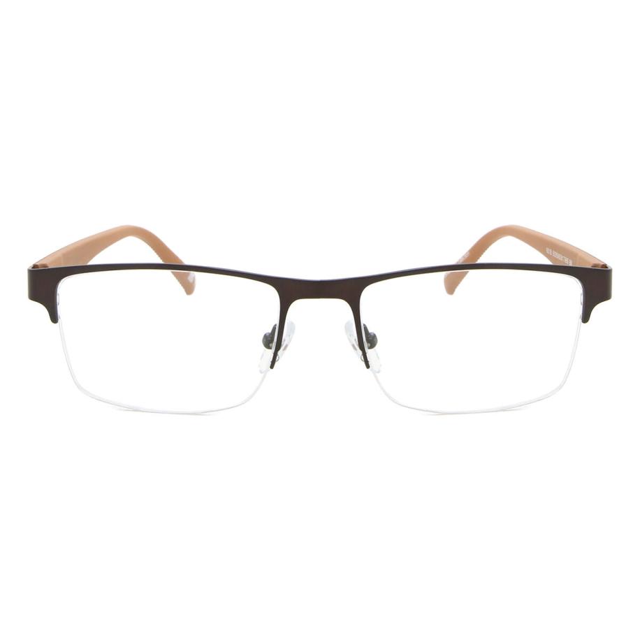 Dames Vierkant Semi Randloos Metaal Bruin Bril - Anti-Blauwlichtglazen - SmartBuy Collection