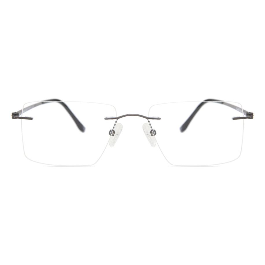 Heren Vierkant Randloos Titanium Gunmetal Bril - Anti-Blauwlichtglazen - SmartBuy Collection